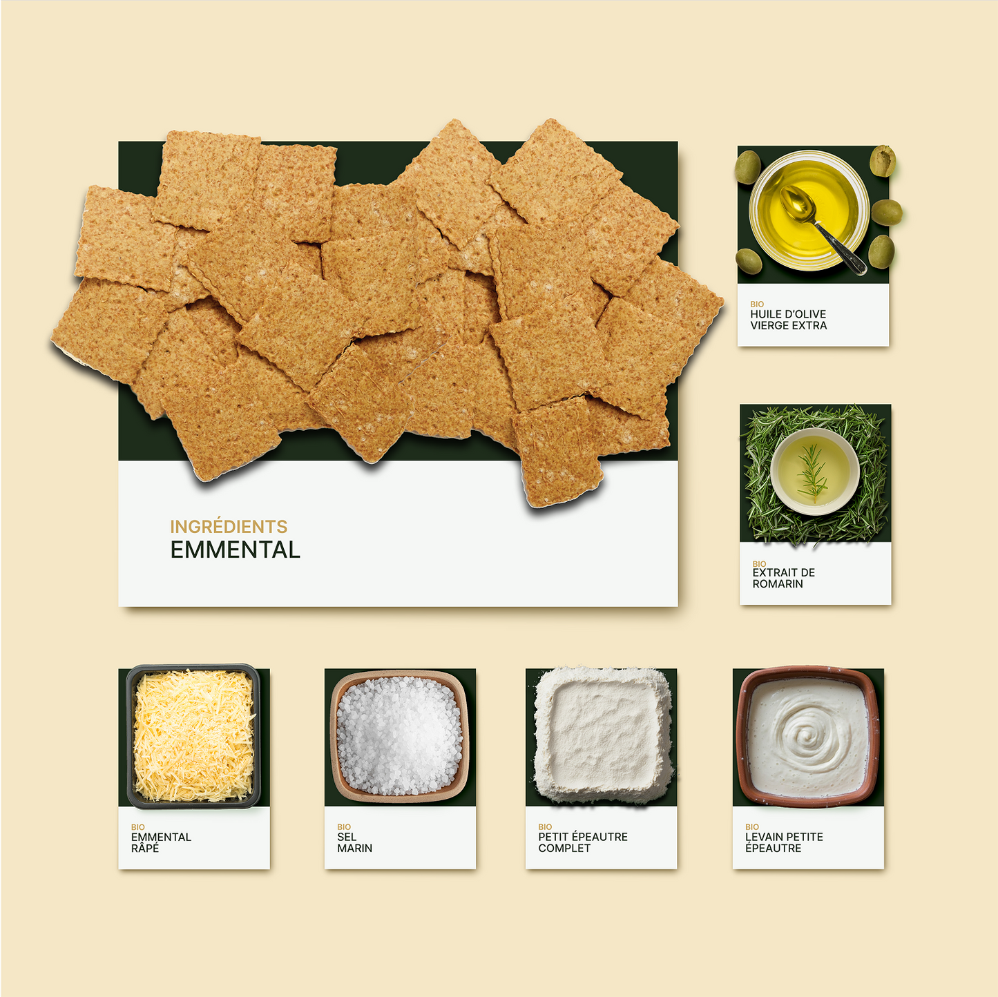 Ingredients list for Galletas saladas con semillas y sal marina