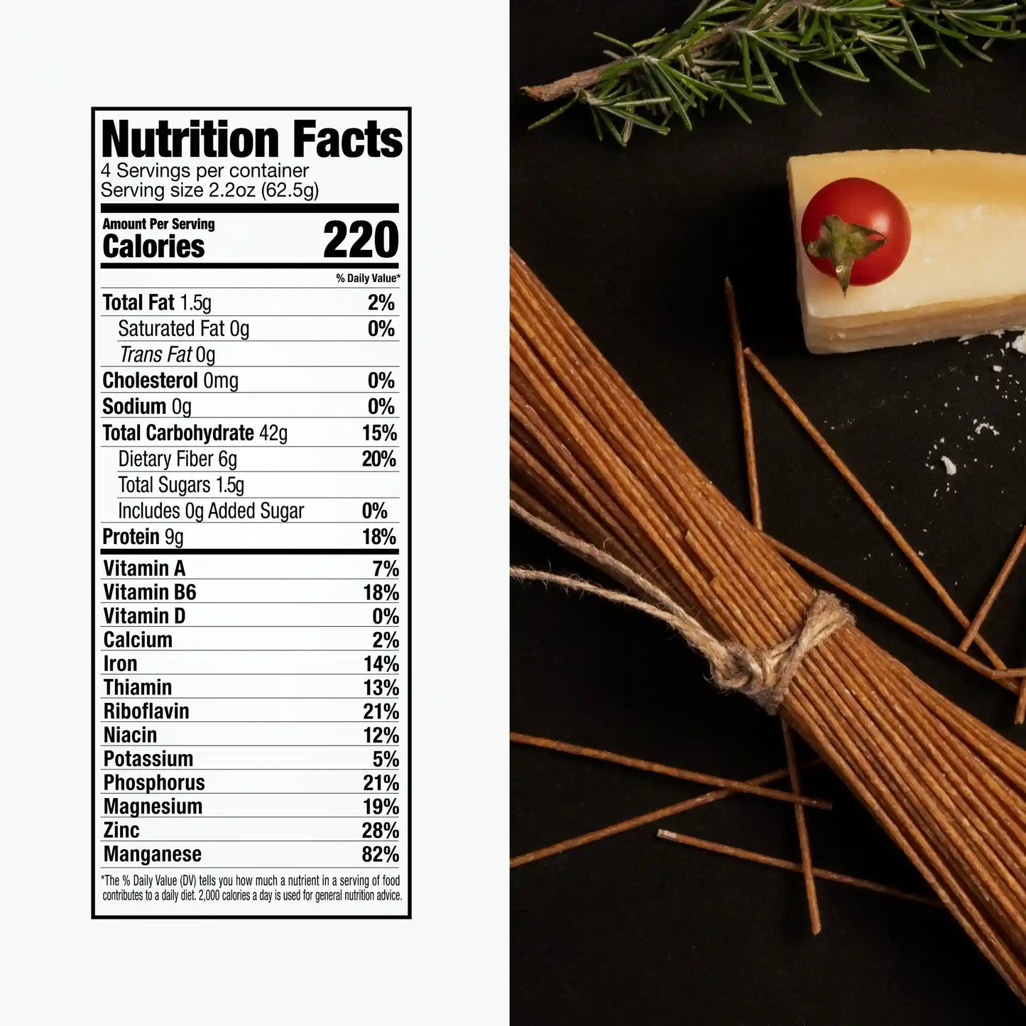 Nutrition Facts of Organic Einkorn Spaghetti